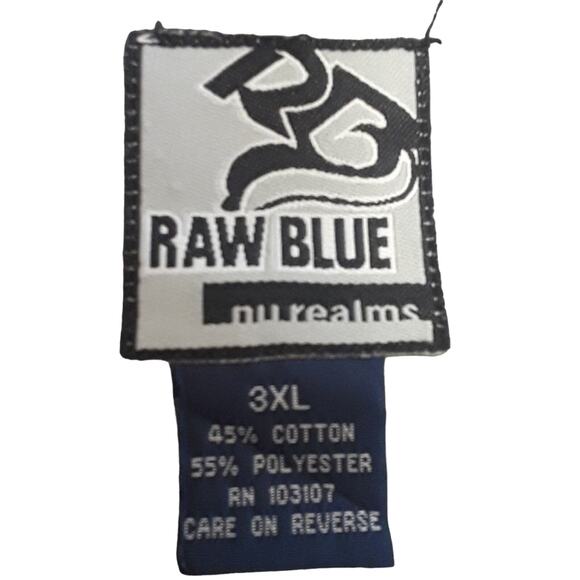 Mens Sz 3X Stripe Button Up Gray Contrast Cuffs Raw Blue Shirt - Picture 3 of 8